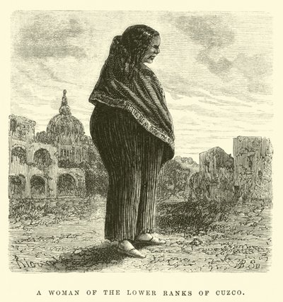 En kvinna från de lägre leden i Cuzco (gravyr) av Edouard (after) Riou