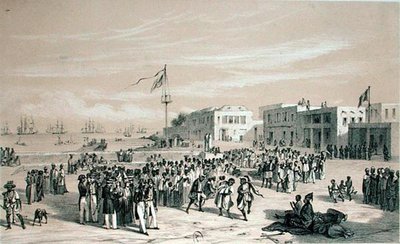 Government Square, Goree Island, Senegal, ca 1840 (litho) av Edouard Auguste Nousveaux