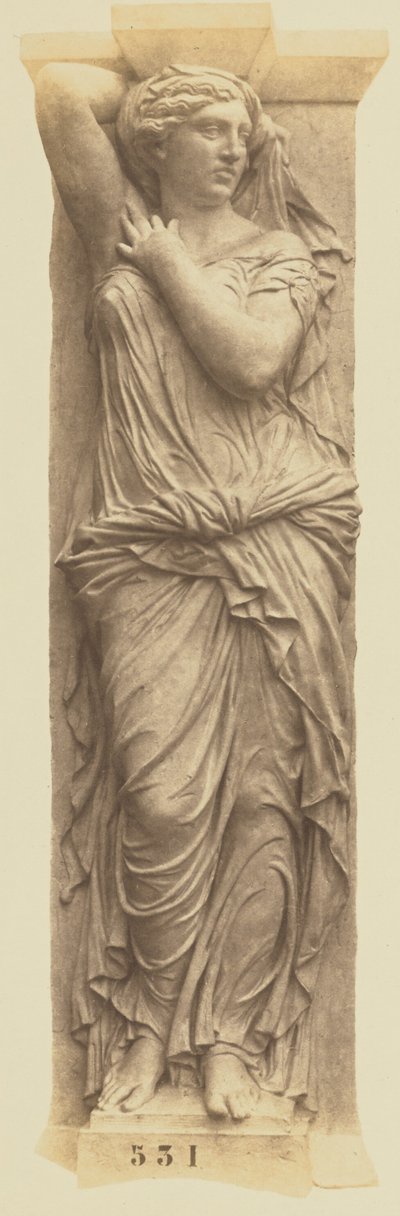 [Caryatid av Jules Cavelier, utsmyckning av Louvren, Paris] av Édouard Baldus