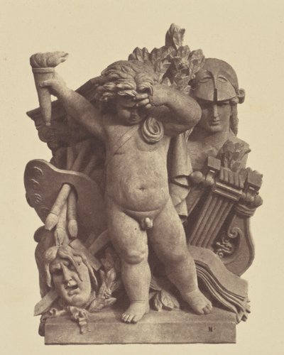 ["Les Beaux-arts", skulptur av Nicolas Guillemin, utsmyckning av Louvren, Paris] av Édouard Baldus