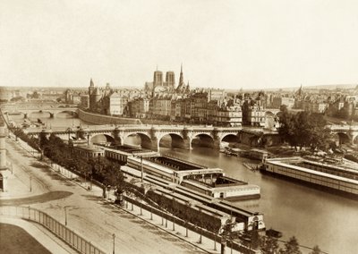 Seine med broar, i ryggen Notre-Dame de Paris av Édouard Baldus