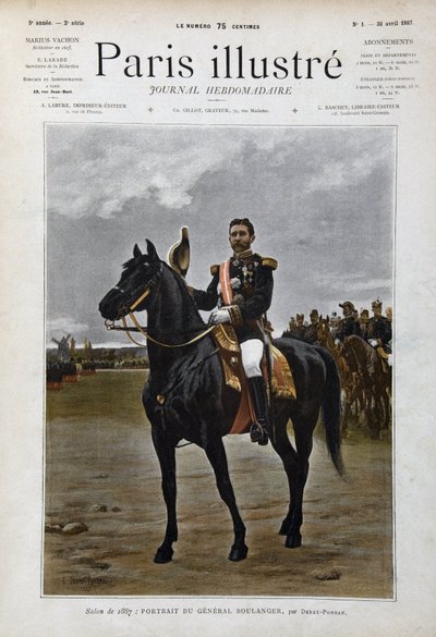 Ridsporträtt av general Georges Boulanger (1837-1891), politiker "efter Edouard Debat Ponsan (Debat-Ponsan) av Edouard Debat Ponsan