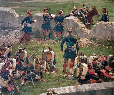 Kväll för slaget vid Rezonville Gravelotte. Det kejserliga gardets grenadjärer i vila, 16 augusti av Jean Baptiste Edouard Detaille