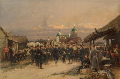 Singers of the Life-Guards 4th The Imperial Familys Rifle Bataljon vid Tsarskoye Selo, 1889 av Jean-Baptiste Edouard Detaille