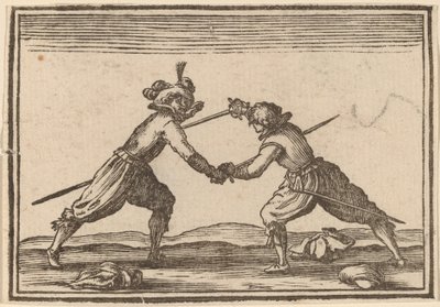 Duell med svärd av Edouard Eckman after Jacques Callot