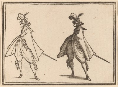 Gentleman i en stor mantel, framifrån av Edouard Eckman after Jacques Callot