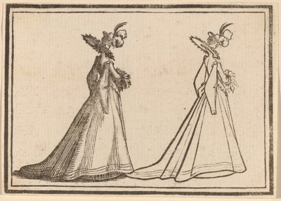 Dam i stor kappa av Edouard Eckman after Jacques Callot