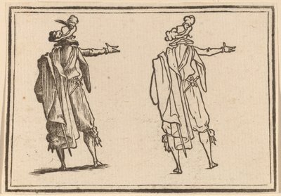 Man sedd bakifrån med höger arm utsträckt av Edouard Eckman after Jacques Callot