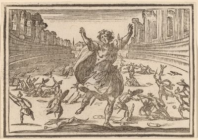 skärmytsling i en romersk cirkus av Edouard Eckman after Jacques Callot