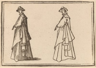 Stående kvinna i en stor kappa av Edouard Eckman after Jacques Callot