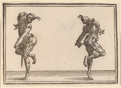 Två Pantaloons som dansar av Edouard Eckman after Jacques Callot