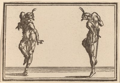 Två Pantaloons som dansar av Edouard Eckman after Jacques Callot