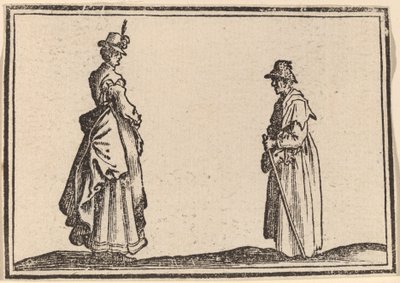 Två kvinnor i profil av Edouard Eckman after Jacques Callot