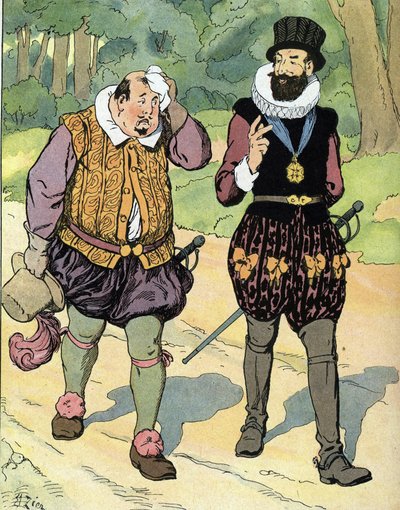 Kung Henrik IV (1553-1610) och Karl II hertig av Mayenne (1554-1611) (Kung av Frankrike Henri IV och Karl av Lorraine, hertig av Mayenne) Illustration av Edouard Zier i "" Our-glories-nationales"" 1920 Privat samling av Edouard Francois Zier