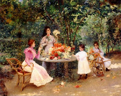Teatime i trädgården, av Edouard Frederic Wilhelm Richter