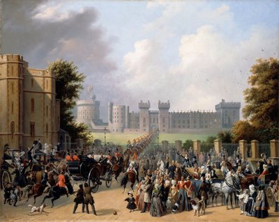 Ankomst av kung Louis-Philippe till Windsor Castle av Édouard Henri Théophile Pingret
