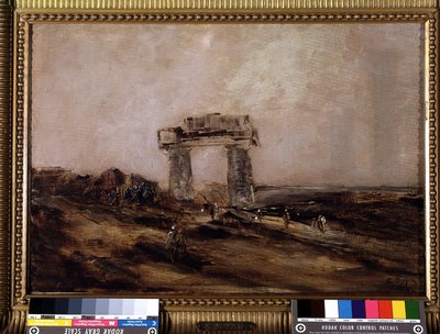 Ruinerna av ett tempel i öknen av Edouard Jacques Dufeu