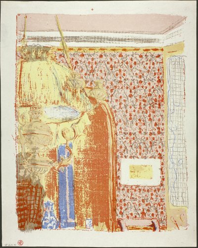Interiör med rosa tapet II, plansch sex från Landscapes and Interiors av Édouard Jean Vuillard