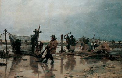 Fastening the Nets, 1885 av Edouard Joseph Dantan