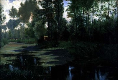 Landskap med en damm av Edouard Louis Boudier