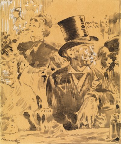 At the Cafe, ca 1880 (tvätt & kinesiskt vitt på papper) av Édouard Manet