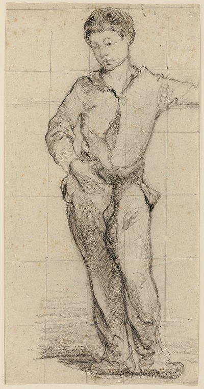 Tillskriven Édouard Manet - Ung man stående (Léon Leenhoff) (recto), 1864-65 av Édouard Manet