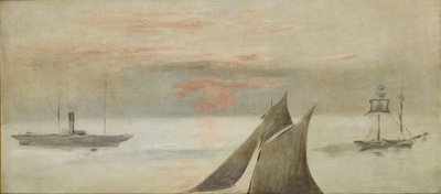 Båtar till sjöss, solnedgång av Édouard Manet