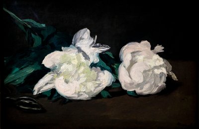 Gren av vita pioner och sekatör av Édouard Manet