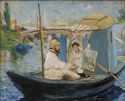Claude Monet målar i sin ateljébåt av Édouard Manet