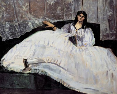 Dam med en fläkt av Édouard Manet
