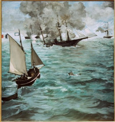 Slaget mellan U.S.S. Kearsarge och C.S.S. Alabama av Édouard Manet