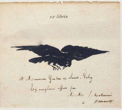 Ex-libris litografi av Edouard Manet för att illustrera: Edgar Allen POE. Kråkan. Korpen. Översättning av Stéphane Mallarmé med illustrationer av Edouard Manet av Édouard Manet
