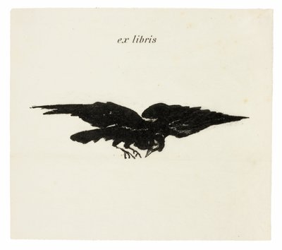 Flying Raven: ex libris, från The Raven (Le Corbeau) av Édouard Manet