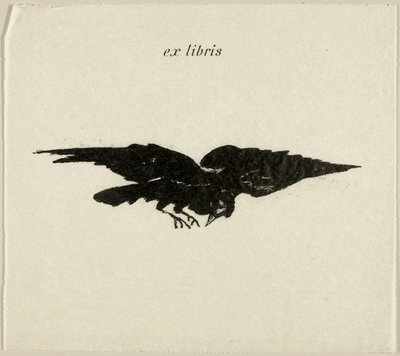 Flying Raven: ex libris, från The Raven (Le Corbeau) av Édouard Manet