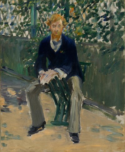 George Moore i konstnärens trädgård av Édouard Manet