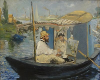 Tyska: Die Barke Claude Monet målar i sin ateljébåt av Édouard Manet