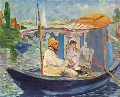 Tyska: Die Barke Claude Monet målar i sin ateljébåt av Édouard Manet