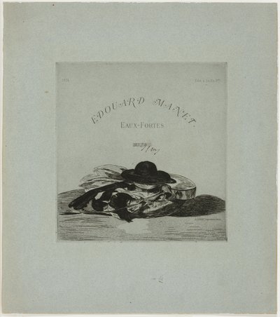 Hatt och gitarr, framsida till utgåvan med fjorton etsningar av Édouard Manet