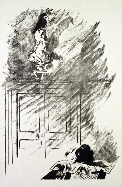 Illustration till "The Raven", av Edgar Allen Poe av Édouard Manet