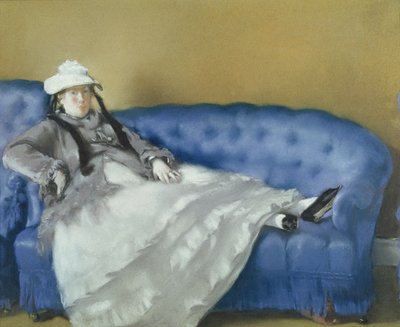 Madame Manet på en blå soffa, 1874 (pastell på papper) av Édouard Manet