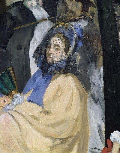 Musik i Tuilerierna, detalj av en beslöjad kvinna, 1862 olja på duk detalj av 3351 av Édouard Manet
