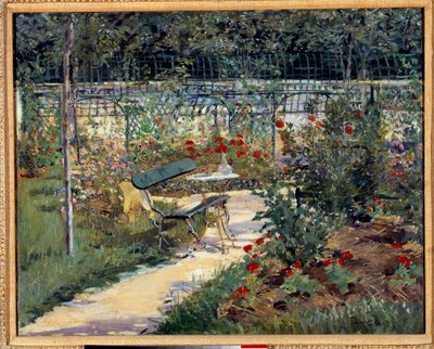 Min trädgård, bänken. Målning av Edouard Manet (1832-1883) av Édouard Manet