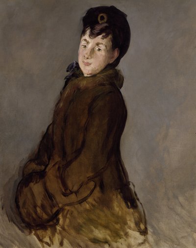 Porträtt av Isabelle Lemonnier med en muff, ca 1879 (olja på duk) av Édouard Manet