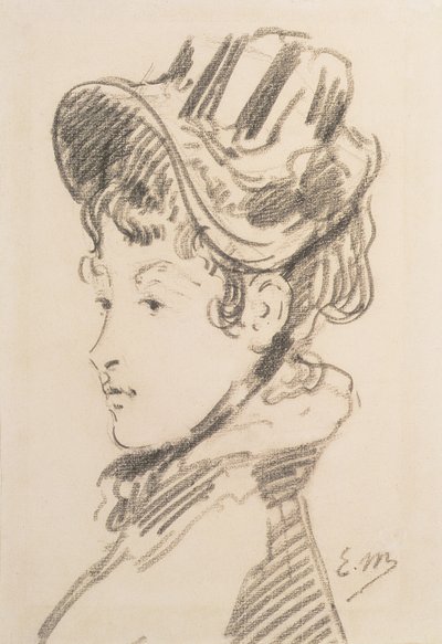 Porträtt av Madame Jules Guillemet, ca 1880 (svart krita) av Édouard Manet