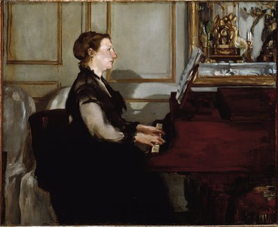 Porträtt av Madame Manet (Suzanne Leenhoff) vid pianot (olja på duk av Édouard Manet