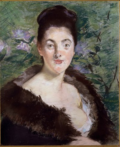 Porträtt av Okänd eller Kvinnan i päls (olja på duk av Édouard Manet