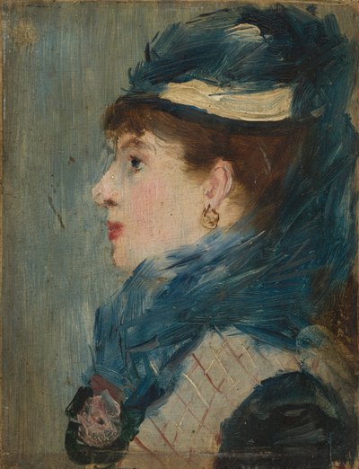 Porträtt av en dam, ca. 1879 (olja på trä) av Édouard Manet