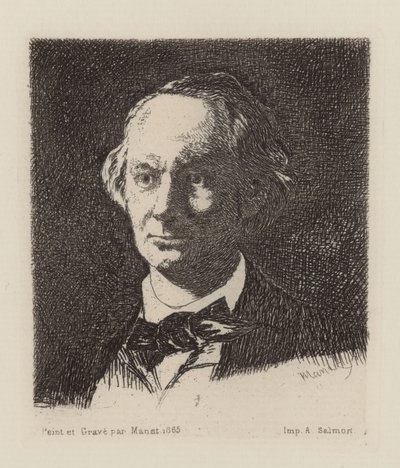 Porträtt av poeten Charles Baudelaire 1821-1867 av Édouard Manet
