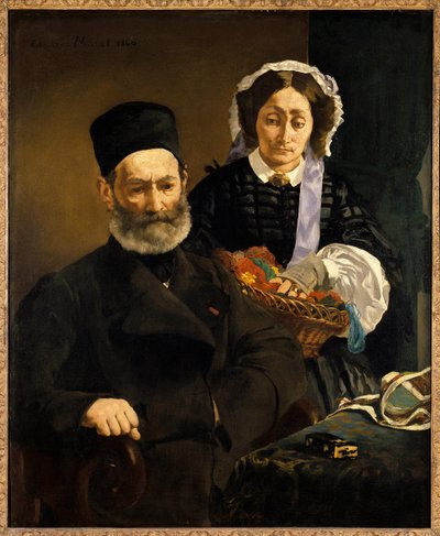 Porträtt av Monsieur och Madame Auguste Manet, föräldrar till konstnären Målning av Edouard Manet (1832-1883) 1860 Sön. 1,1x0,9 m Paris, musee d