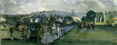 Race Course i Longchamps, 1864 (wc och gouache över grafit på papper) av Édouard Manet